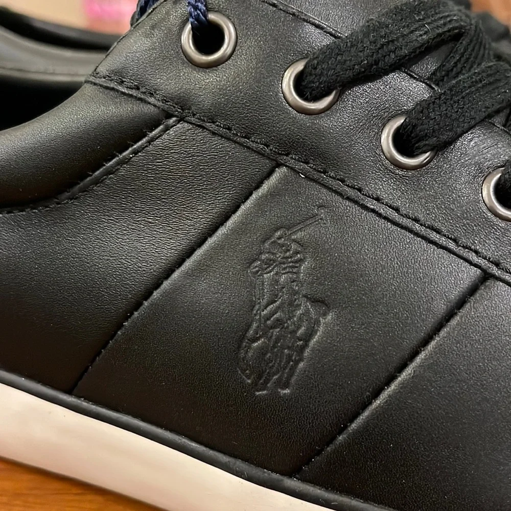 Polo Ralph Lauren Ian Boat Deck Shoes Sneakers new Black Leather Mens Size 12